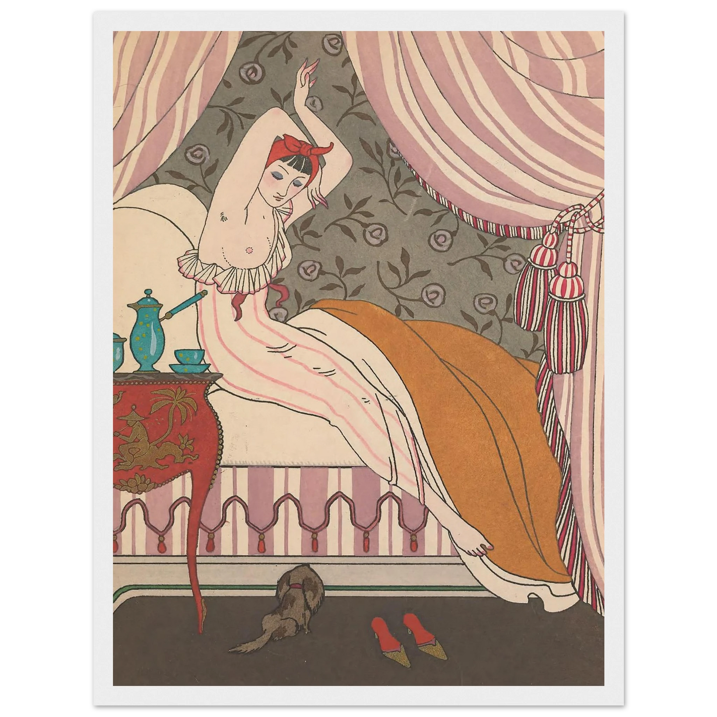 La Belle Matineuse (1914) Art Print | George Barbier - Framed Poster - 30x40 cm / 12x16″ - Black frame
