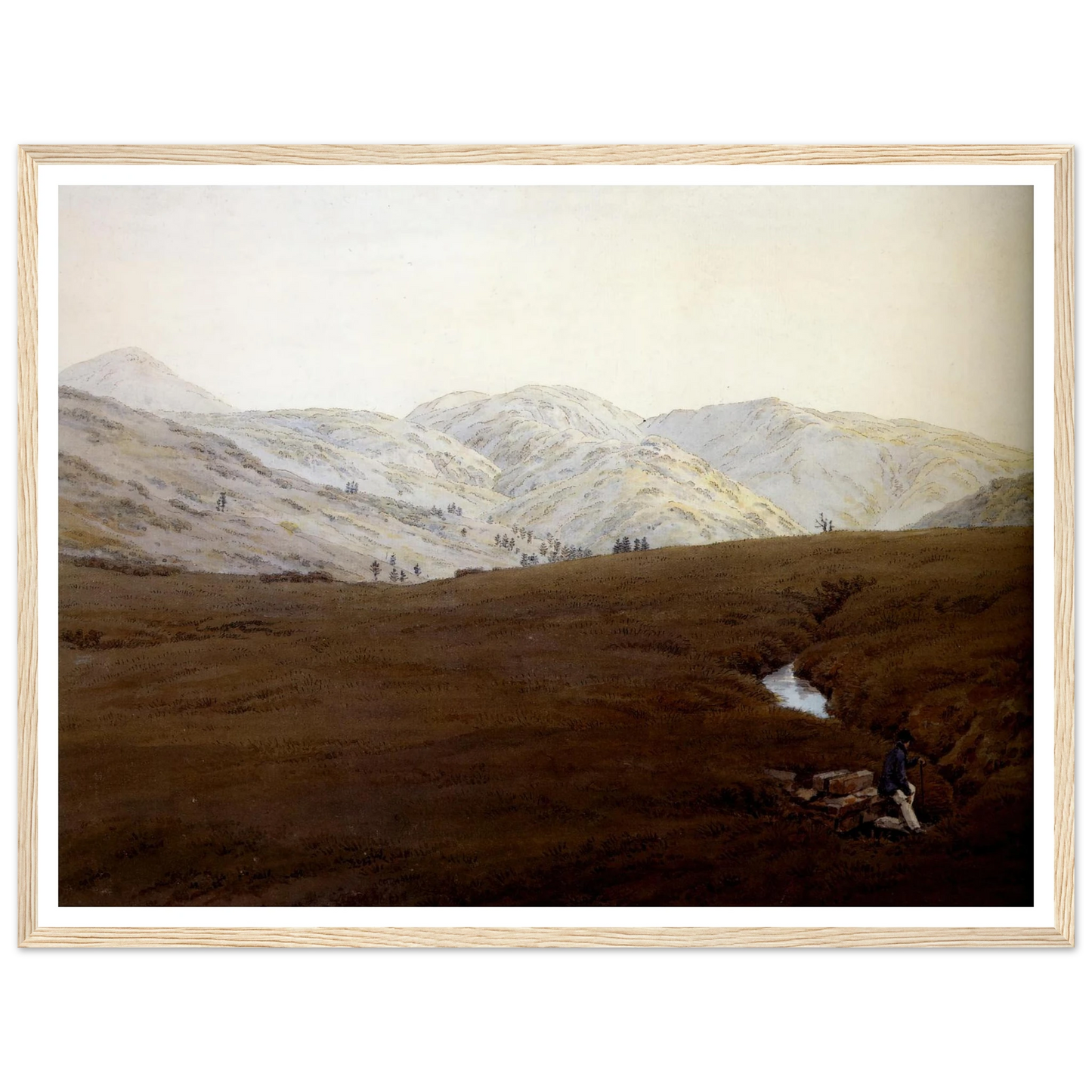 La Cascade crayon et aquarelle (1831) Art Print | Caspar David Friedrich - Framed Poster - 30x40 cm / 12x16″ - Black frame