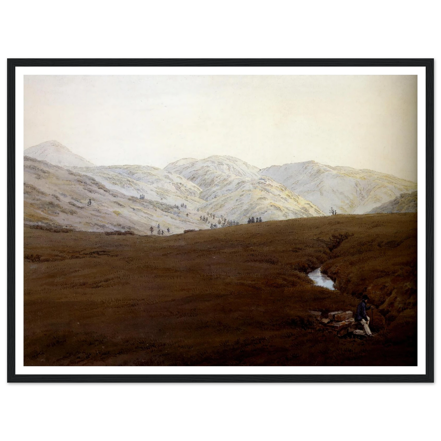 La Cascade crayon et aquarelle (1831) Art Print | Caspar David Friedrich - Framed Poster - 30x40 cm / 12x16″ - Black frame
