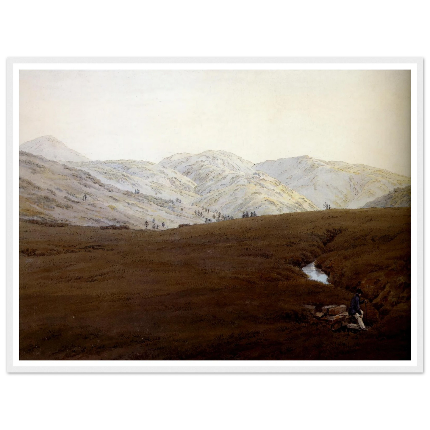 La Cascade crayon et aquarelle (1831) Art Print | Caspar David Friedrich - Framed Poster - 30x40 cm / 12x16″ - Black frame