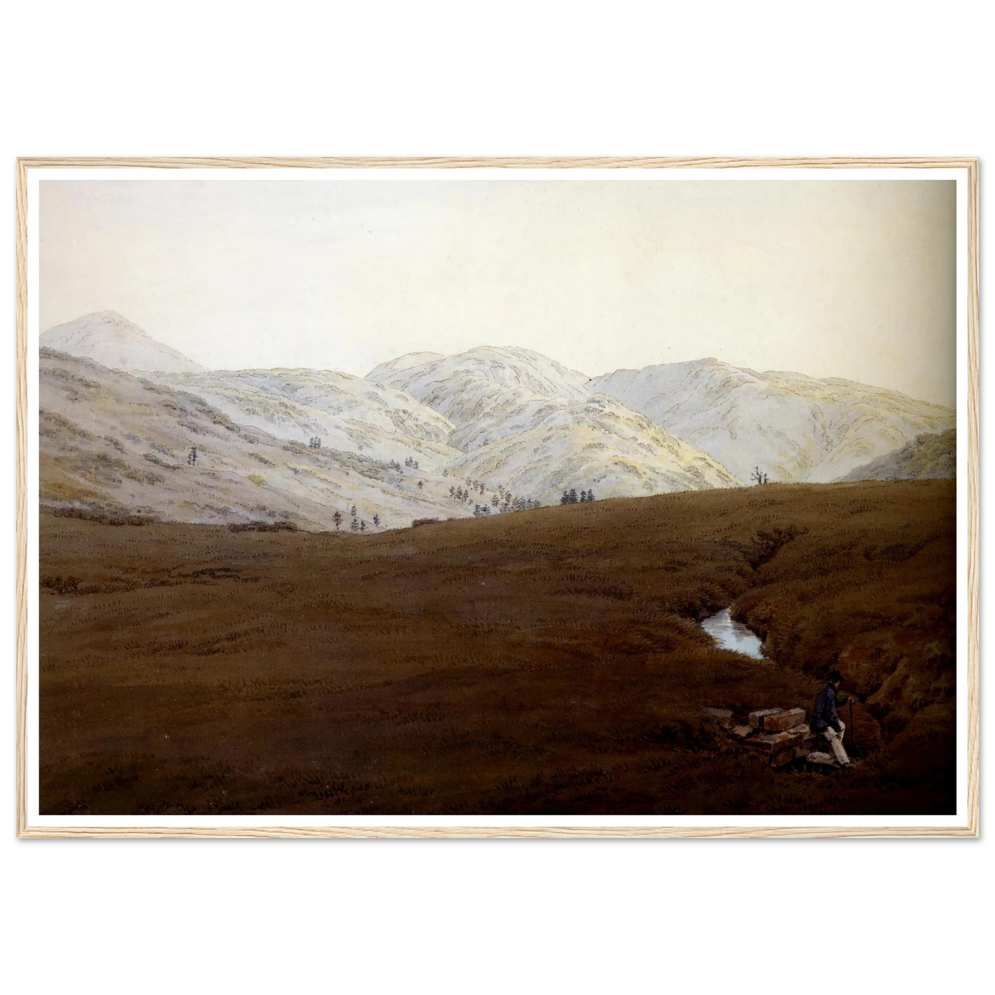 La Cascade crayon et aquarelle (1831) Art Print | Caspar David Friedrich - Framed Poster - 30x40 cm / 12x16″ - Black frame