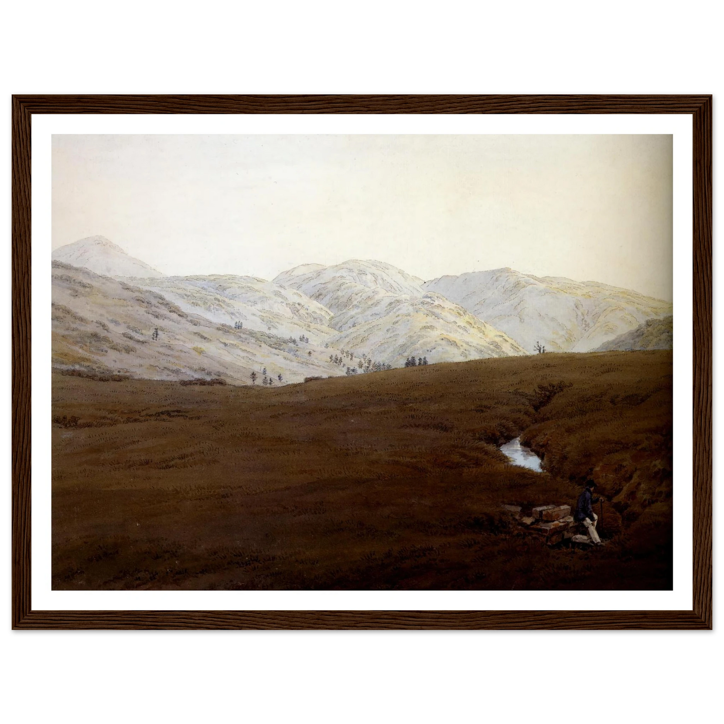 La Cascade crayon et aquarelle (1831) Art Print | Caspar David Friedrich - Framed Poster - 30x40 cm / 12x16″ - Black frame
