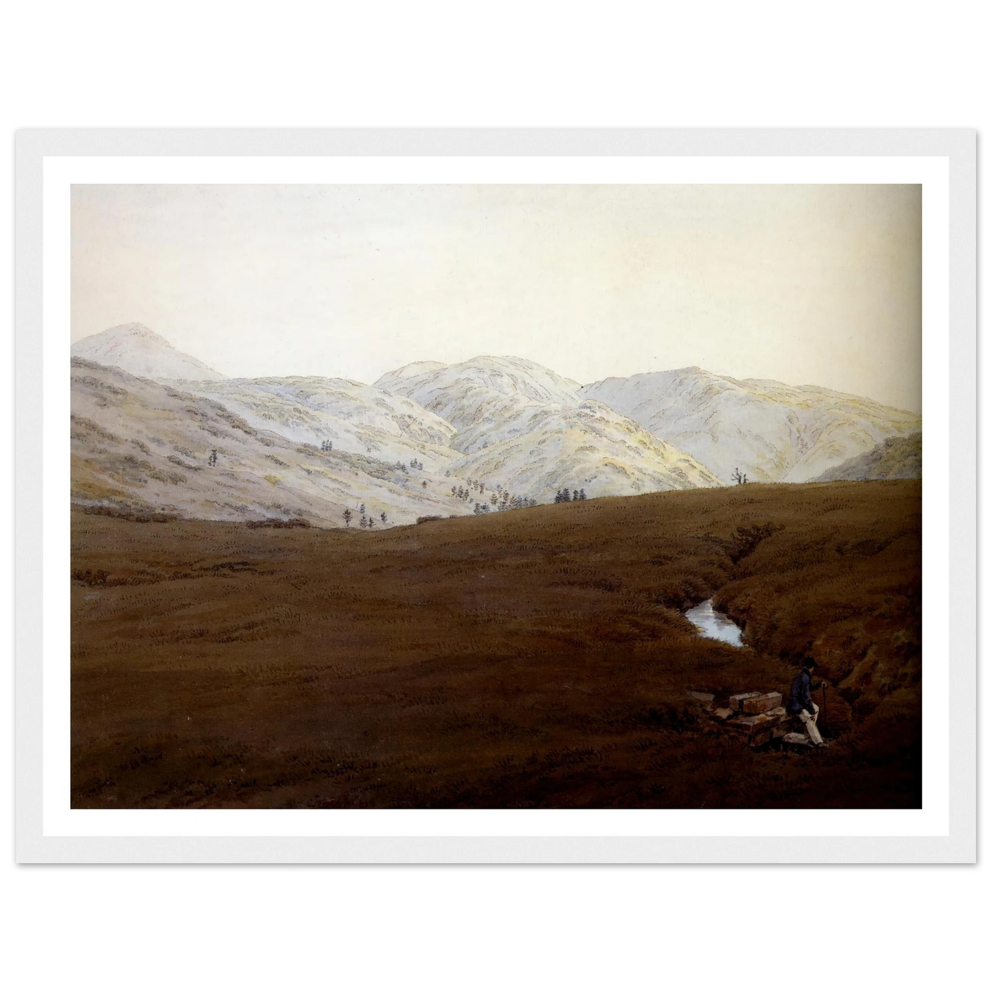 La Cascade crayon et aquarelle (1831) Art Print | Caspar David Friedrich - Framed Poster - 30x40 cm / 12x16″ - Black frame