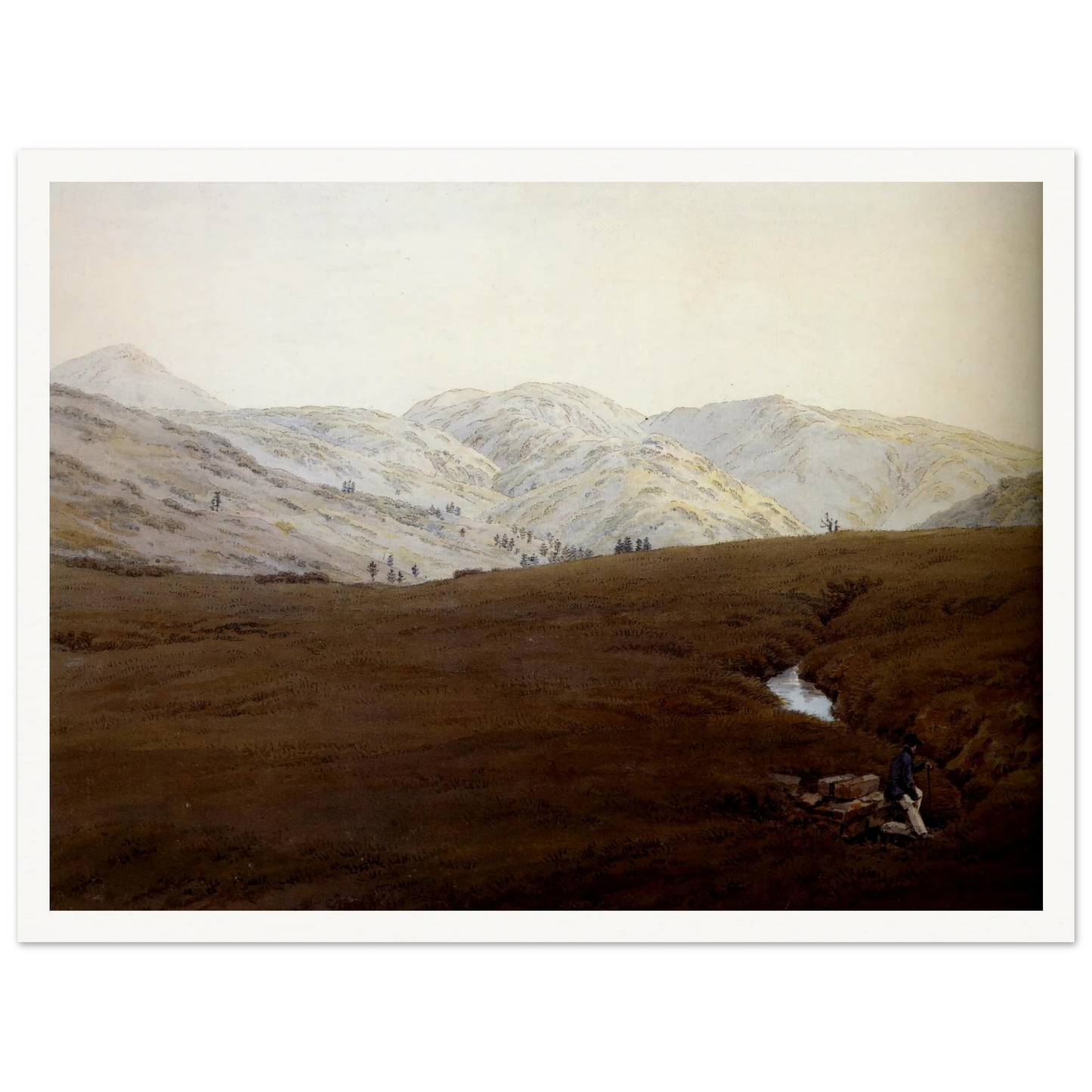 La Cascade crayon et aquarelle (1831) Art Print | Caspar David Friedrich - Framed Poster - 30x40 cm / 12x16″ - Black frame