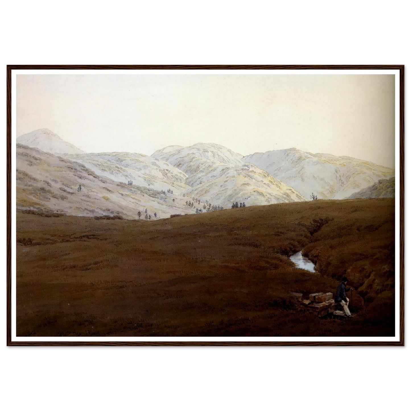 La Cascade crayon et aquarelle (1831) Art Print | Caspar David Friedrich - Framed Poster - 30x40 cm / 12x16″ - Black frame