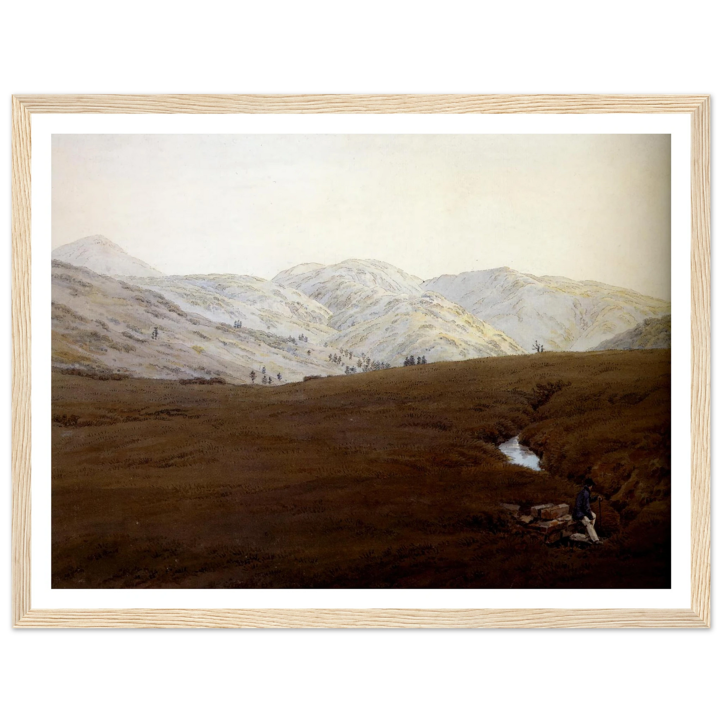 La Cascade crayon et aquarelle (1831) Art Print | Caspar David Friedrich - Framed Poster - 30x40 cm / 12x16″ - Black frame