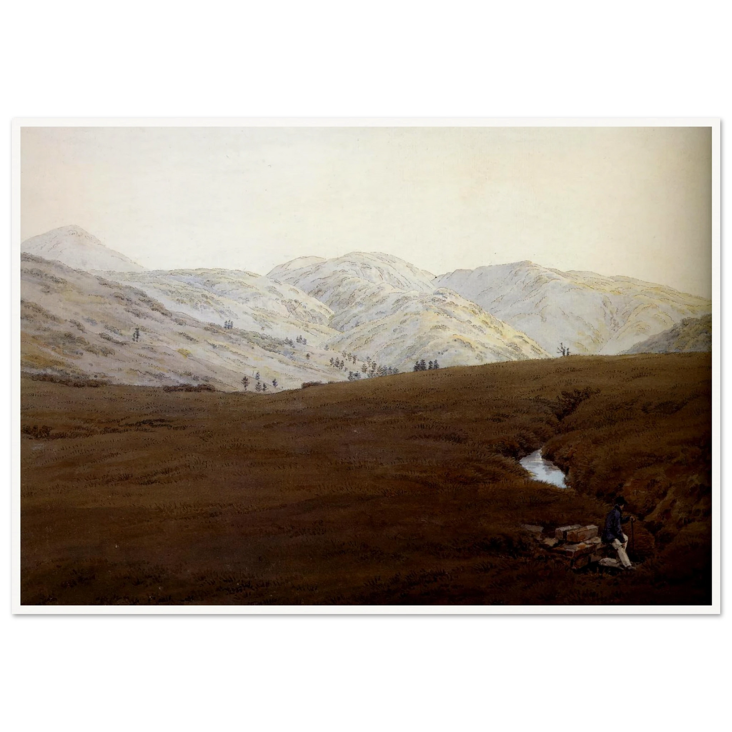 La Cascade crayon et aquarelle (1831) Art Print | Caspar David Friedrich - Framed Poster - 30x40 cm / 12x16″ - Black frame