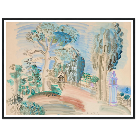 La Chapelle à Golfe Juan (circa 1923) Art Print | Raoul Dufy - Framed Poster - 30x40 cm / 12x16″ - Black frame