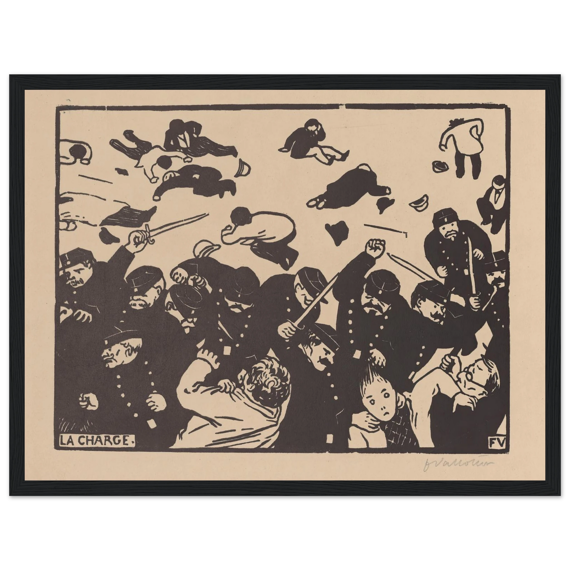 La charge (1893) Art Print | Felix Vallotton - Framed Poster - 30x40 cm / 12x16″ - Black frame