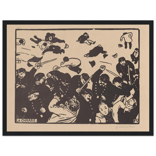 La charge (1893) Art Print | Felix Vallotton - Framed Poster - 30x40 cm / 12x16″ - Black frame