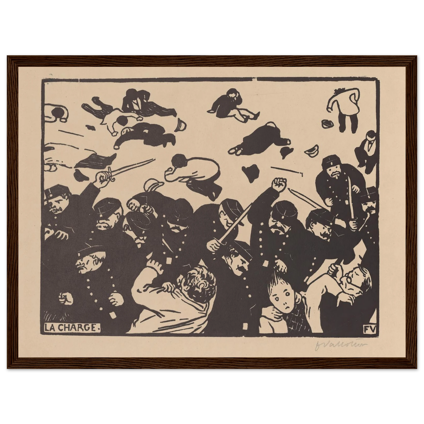 La charge (1893) Art Print | Felix Vallotton - Framed Poster - 30x40 cm / 12x16″ - Black frame