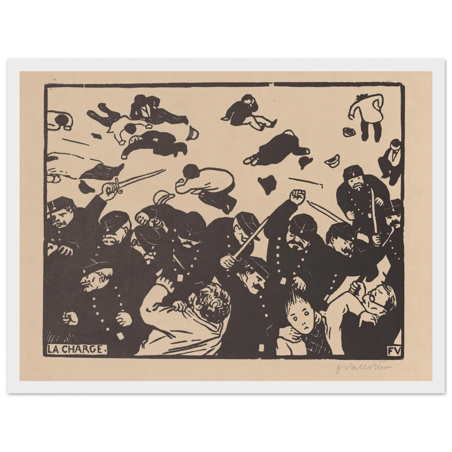 La charge (1893) Art Print | Felix Vallotton - Framed Poster - 30x40 cm / 12x16″ - Black frame