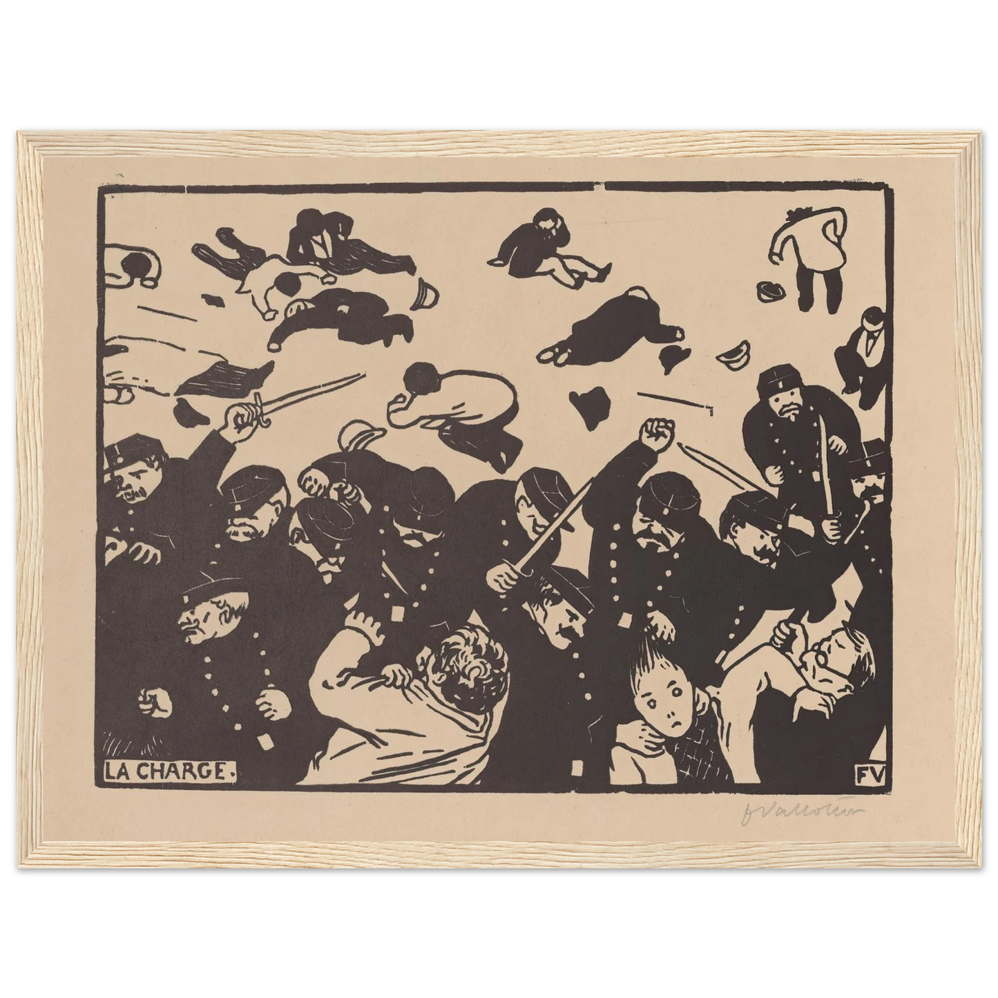 La charge (1893) Art Print | Felix Vallotton - Framed Poster - 30x40 cm / 12x16″ - Black frame