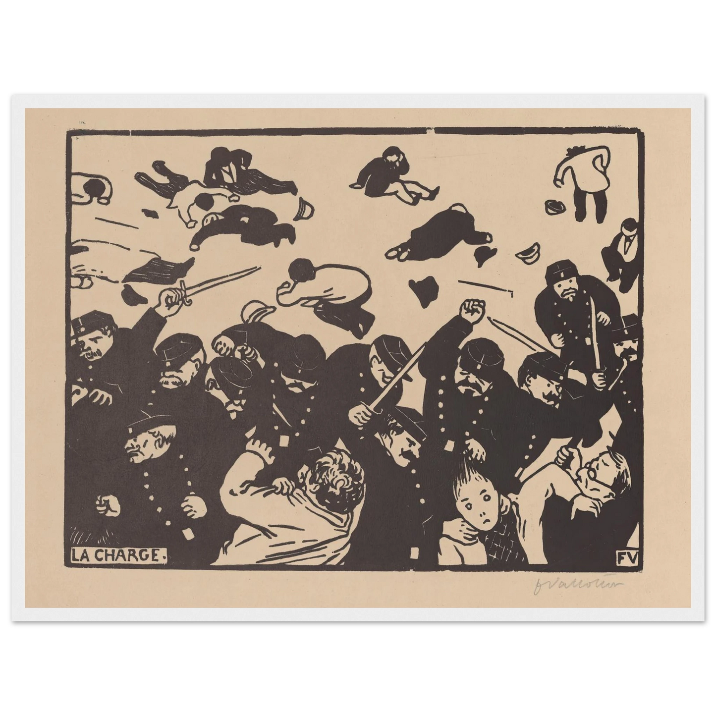 La charge (1893) Art Print | Felix Vallotton - Framed Poster - 30x40 cm / 12x16″ - Black frame