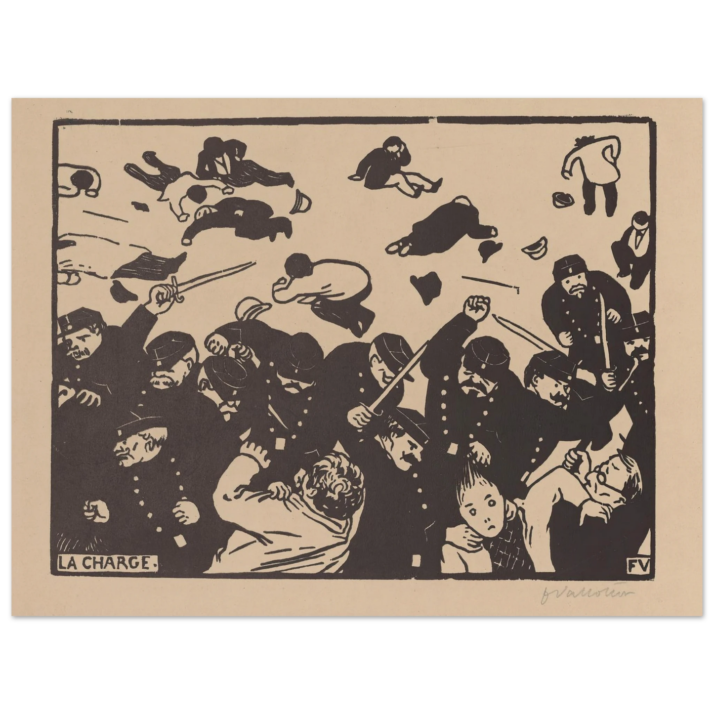 La charge (1893) Art Print | Felix Vallotton - Framed Poster - 30x40 cm / 12x16″ - Black frame