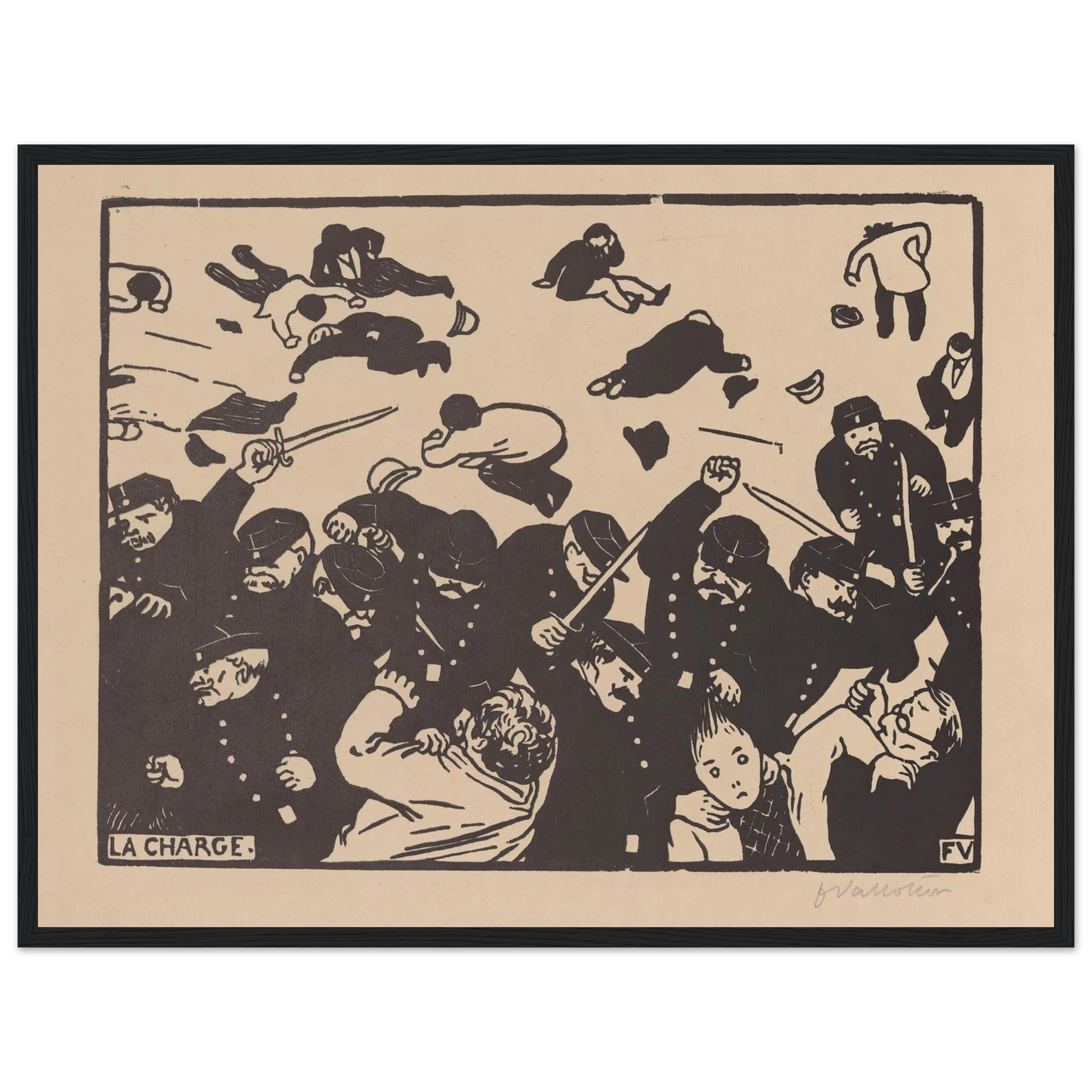 La charge (1893) Art Print | Felix Vallotton - Framed Poster - 30x40 cm / 12x16″ - Black frame
