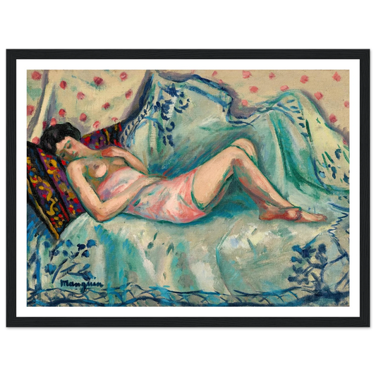 La chemise rose, Anita (1918) Art Print | Henri Manguin - Framed Poster - 30x40 cm / 12x16″ - Black frame