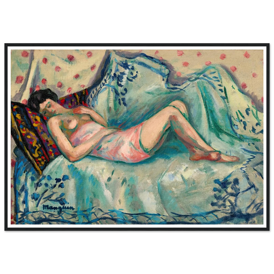 La chemise rose, Anita (1918) Art Print | Henri Manguin - Framed Poster - 30x40 cm / 12x16″ - Black frame