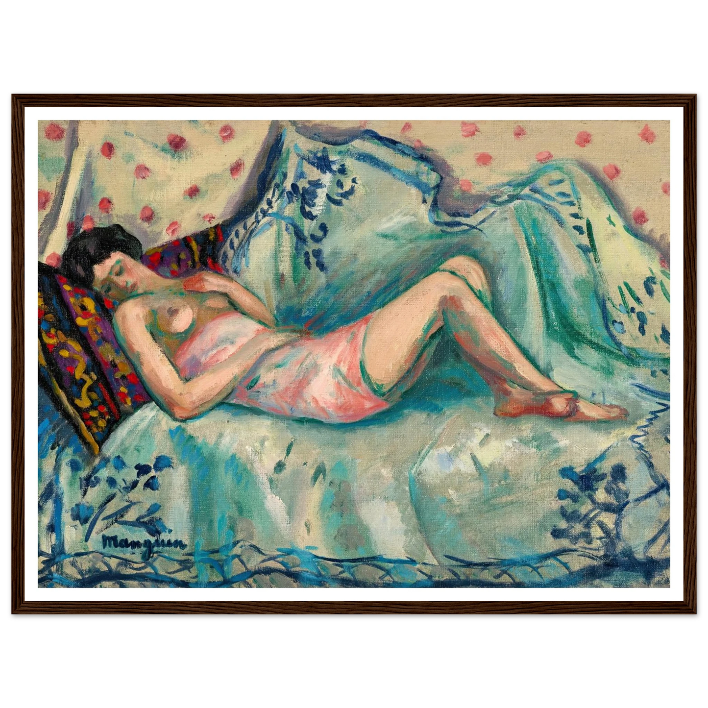 La chemise rose, Anita (1918) Art Print | Henri Manguin - Framed Poster - 30x40 cm / 12x16″ - Black frame