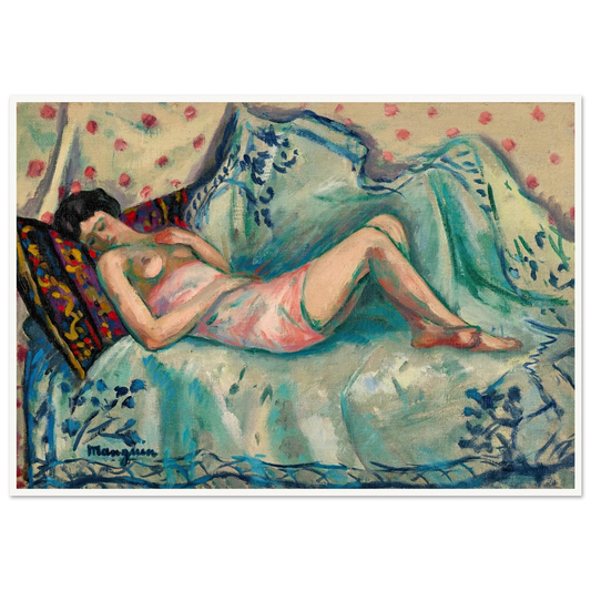 La chemise rose, Anita (1918) Art Print | Henri Manguin - Framed Poster - 30x40 cm / 12x16″ - Black frame