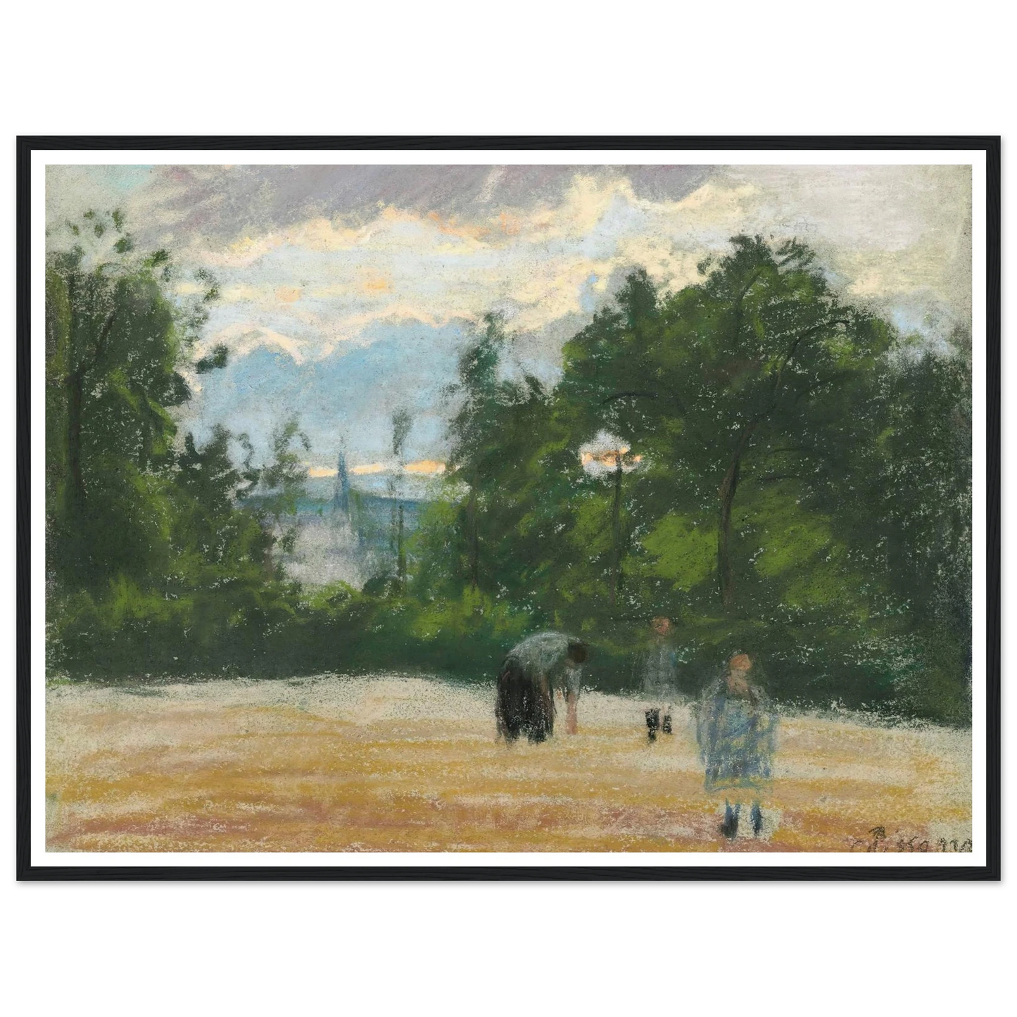La clairière (circa 1875) Art Print | Camille Pissarro - Framed Poster - 30x40 cm / 12x16″ - Black frame