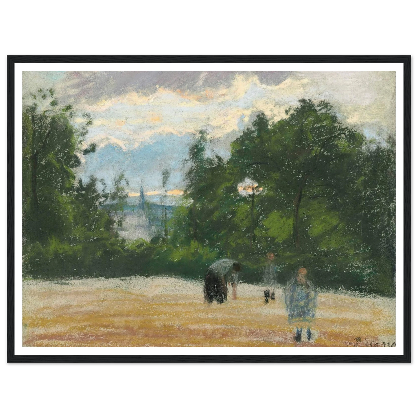 La clairière (circa 1875) Art Print | Camille Pissarro - Framed Poster - 30x40 cm / 12x16″ - Black frame