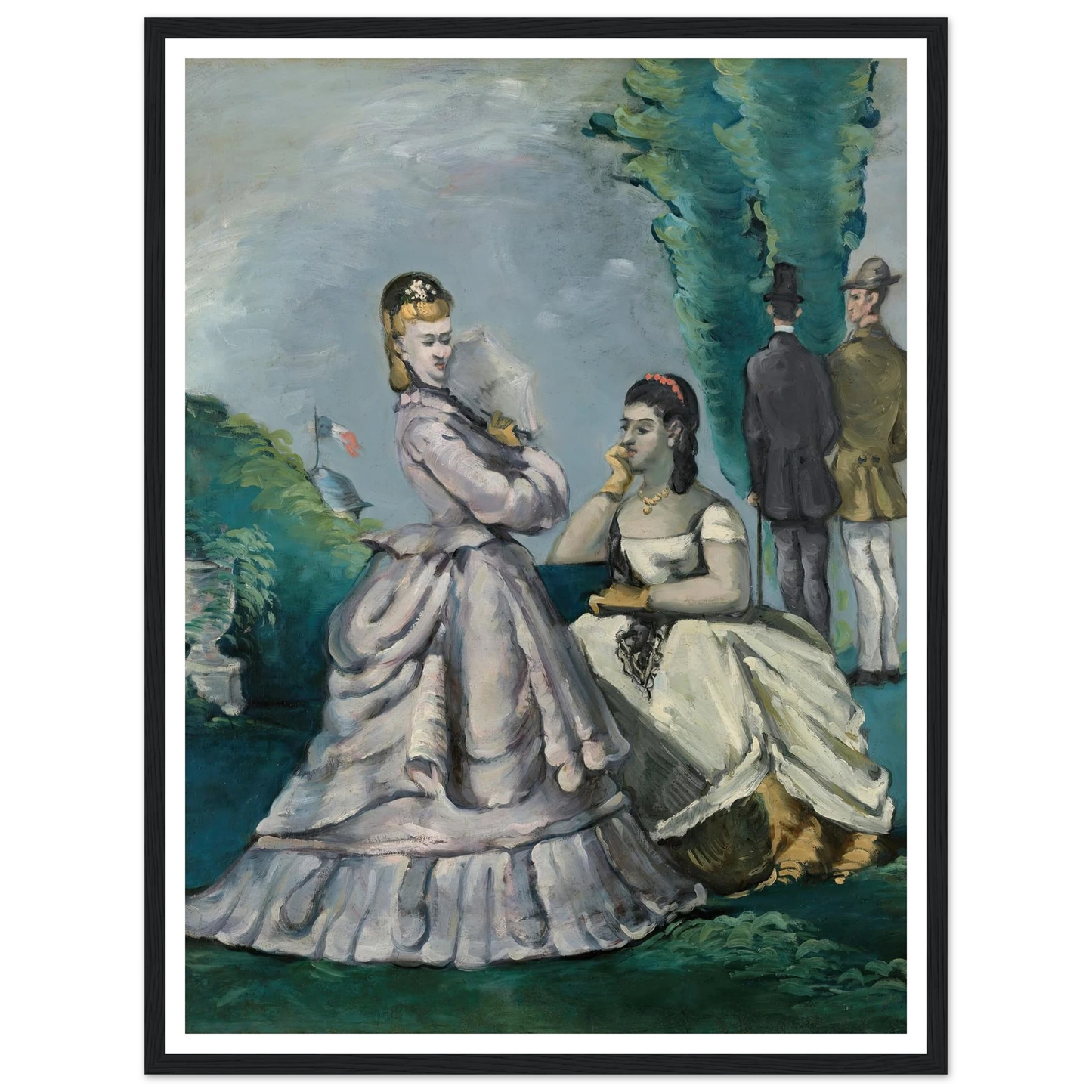 La Conversation (1870-1871) Art Print | Paul Cezanne - Framed Poster - 30x40 cm / 12x16″ - Black frame