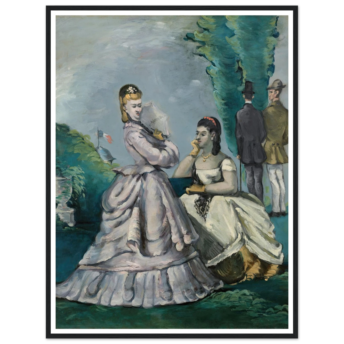 La Conversation (1870-1871) Art Print | Paul Cezanne - Framed Poster - 30x40 cm / 12x16″ - Black frame