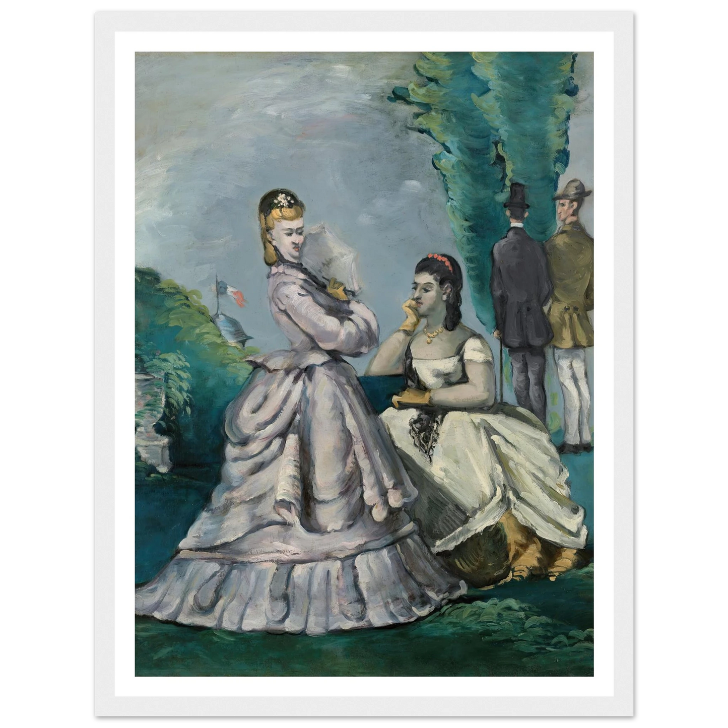 La Conversation (1870-1871) Art Print | Paul Cezanne - Framed Poster - 30x40 cm / 12x16″ - Black frame