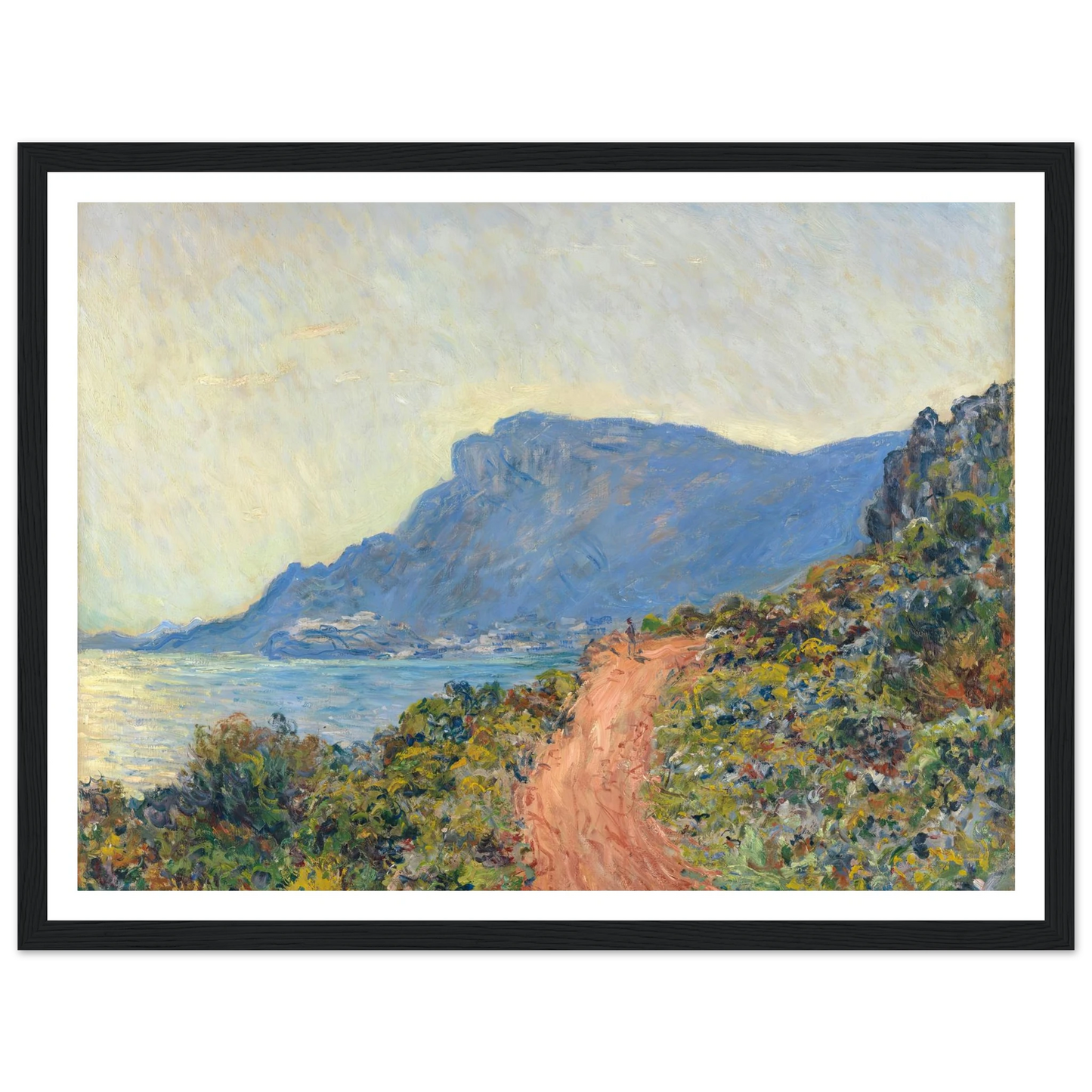 La Corniche near Monaco (1884) Art Print | Claude Monet - Framed Poster - 30x40 cm / 12x16″ - Black frame