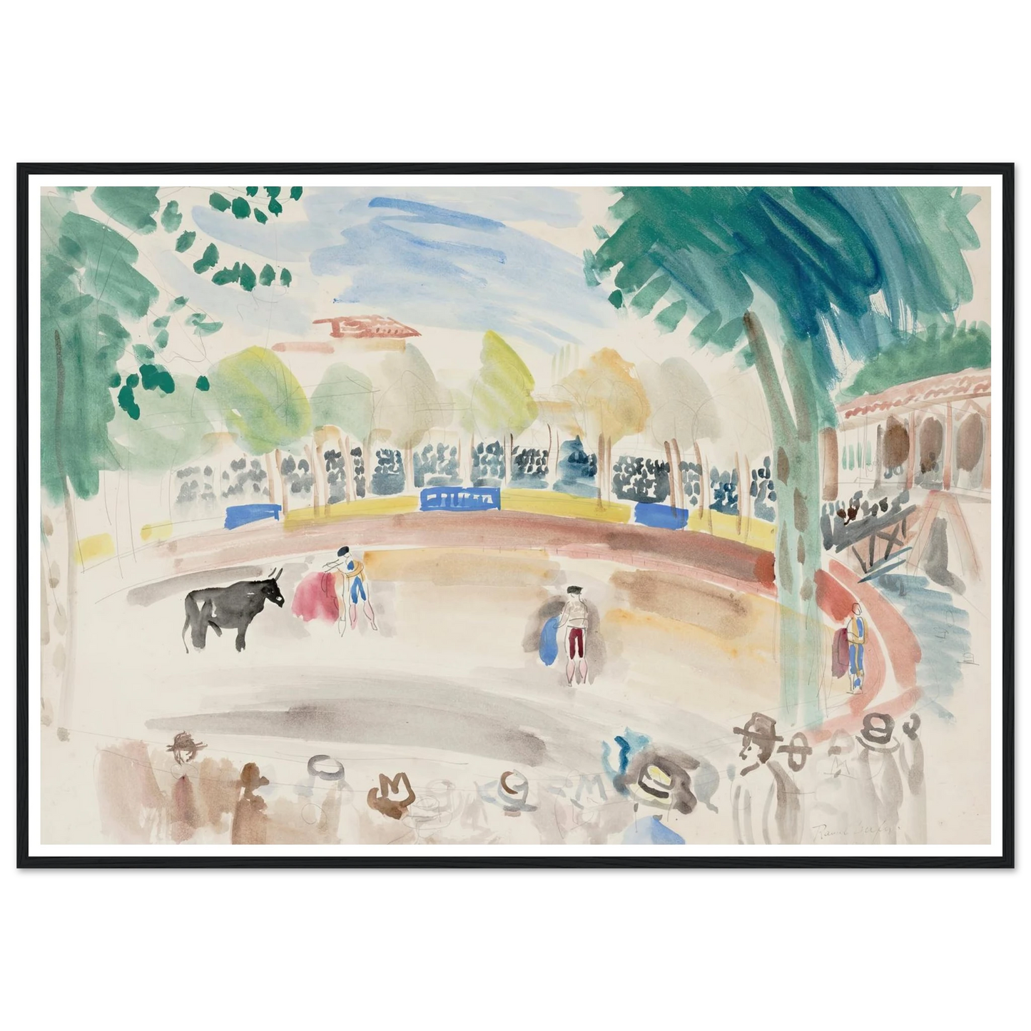 La corrida (1920) Art Print | Raoul Dufy - Framed Poster - 30x40 cm / 12x16″ - Black frame