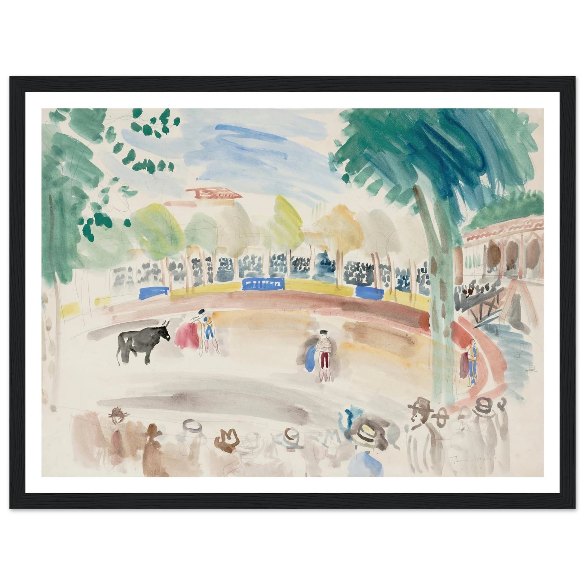 La corrida (1920) Art Print | Raoul Dufy - Framed Poster - 30x40 cm / 12x16″ - Black frame