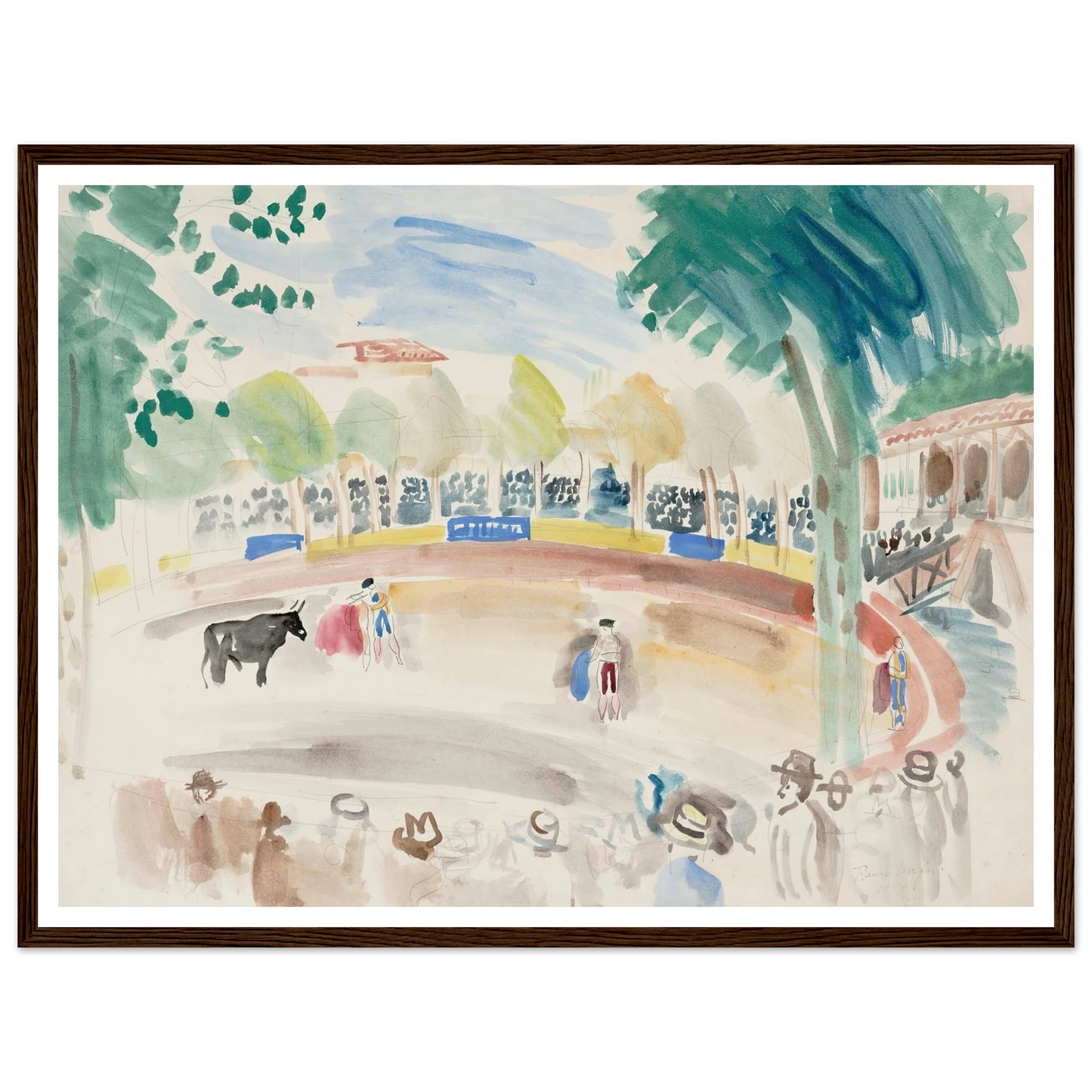 La corrida (1920) Art Print | Raoul Dufy - Framed Poster - 30x40 cm / 12x16″ - Black frame