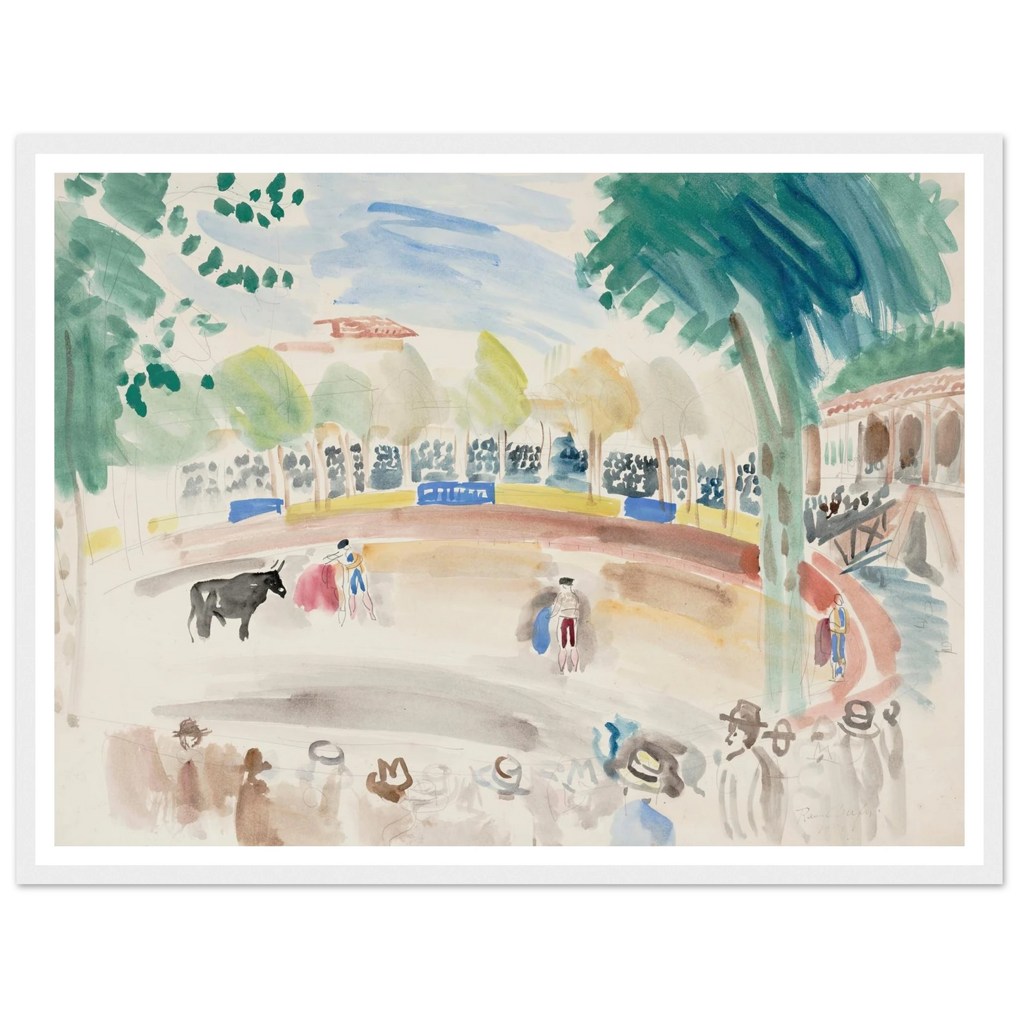 La corrida (1920) Art Print | Raoul Dufy - Framed Poster - 30x40 cm / 12x16″ - Black frame