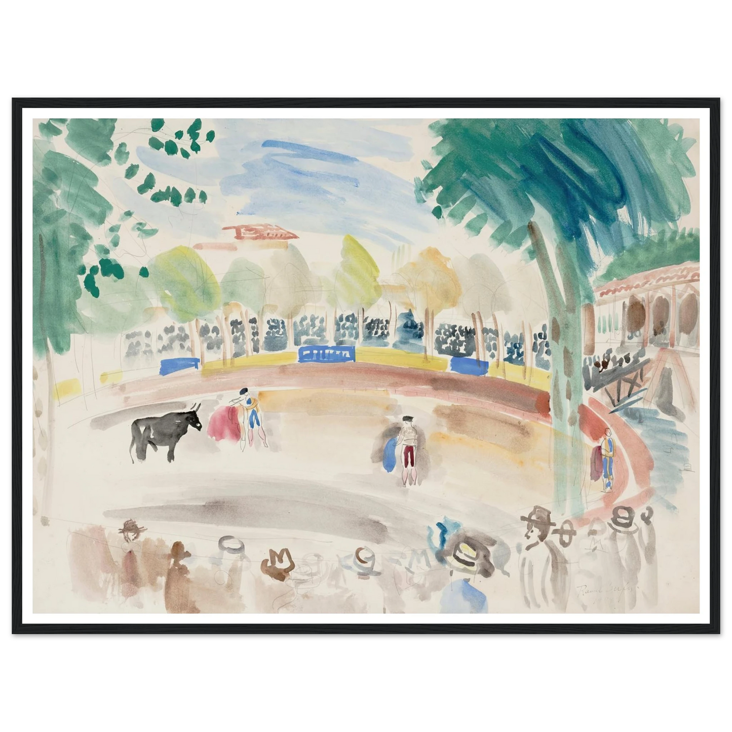 La corrida (1920) Art Print | Raoul Dufy - Framed Poster - 30x40 cm / 12x16″ - Black frame