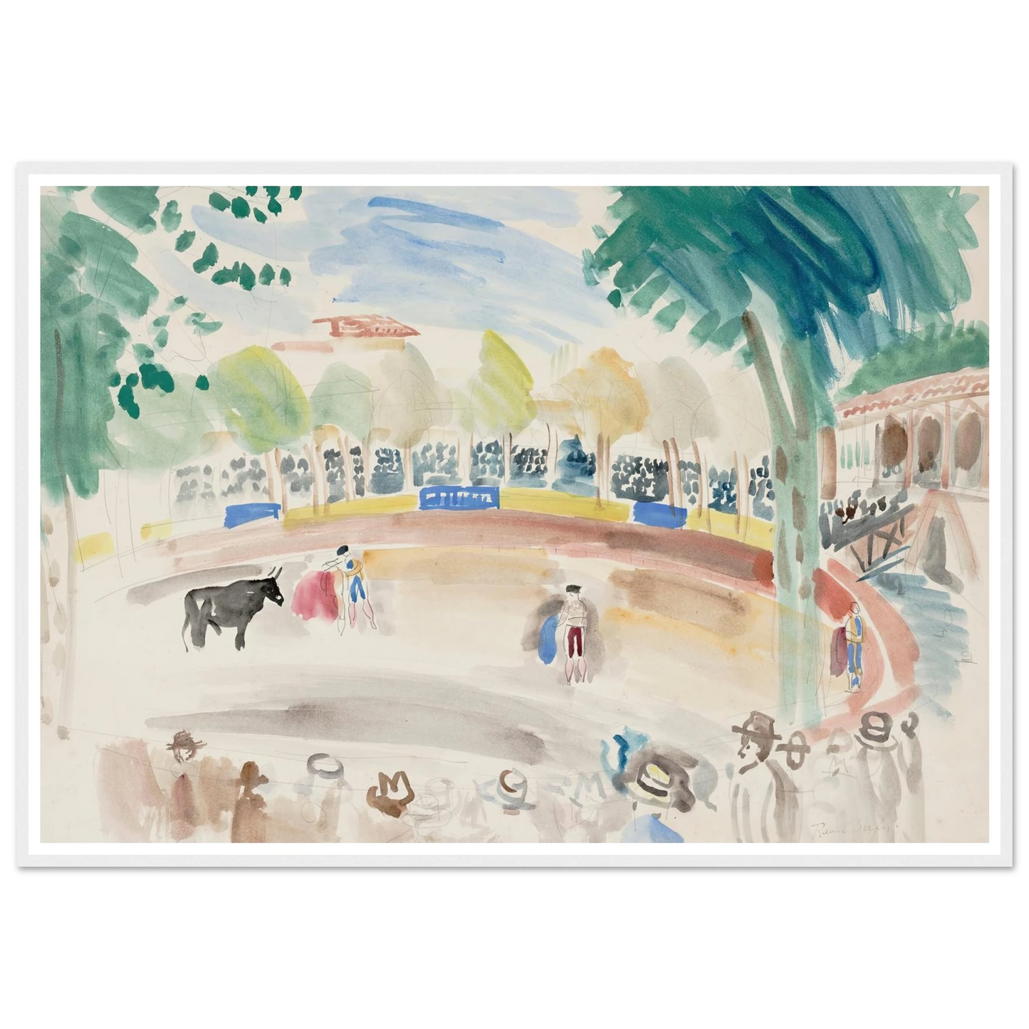 La corrida (1920) Art Print | Raoul Dufy - Framed Poster - 30x40 cm / 12x16″ - Black frame