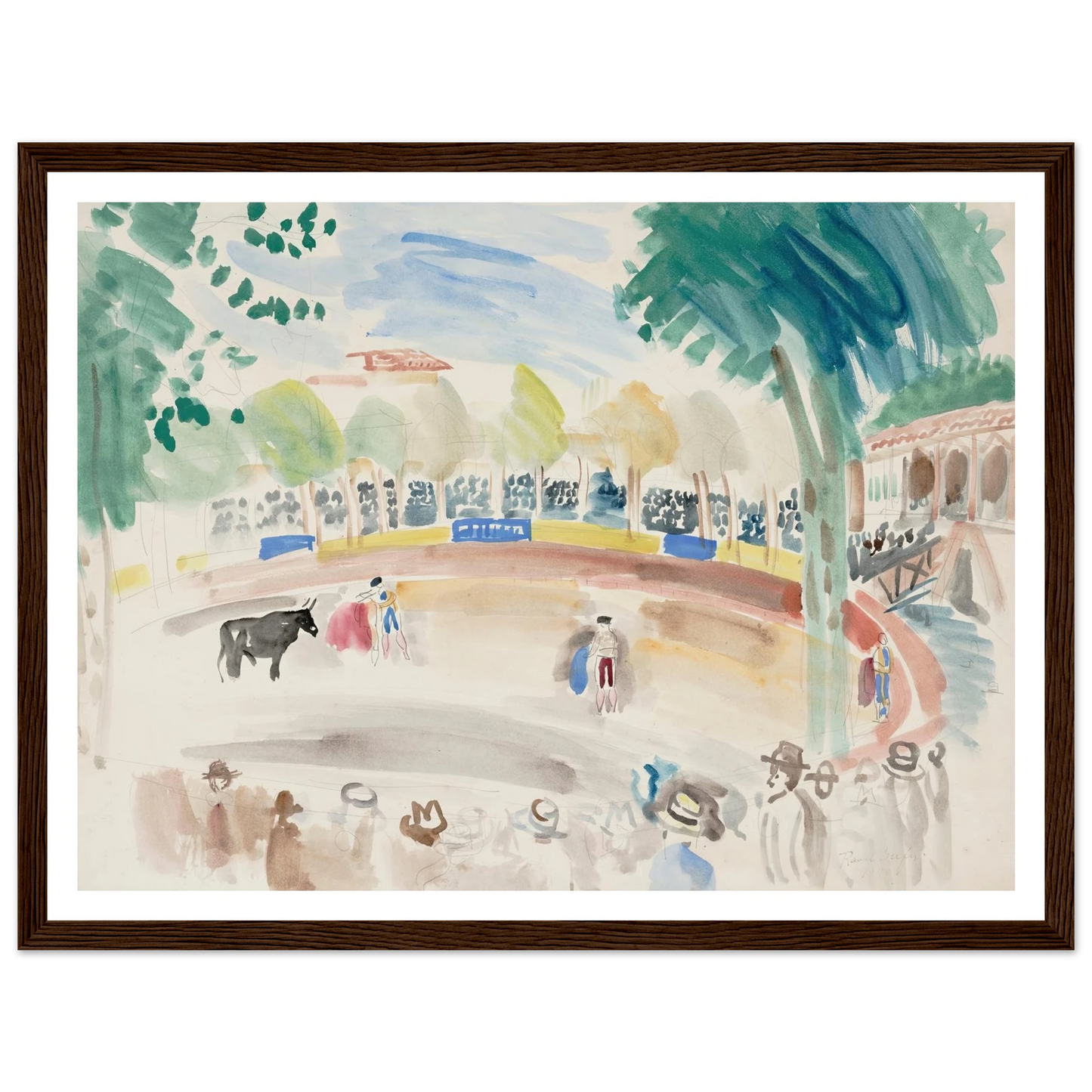 La corrida (1920) Art Print | Raoul Dufy - Framed Poster - 30x40 cm / 12x16″ - Black frame