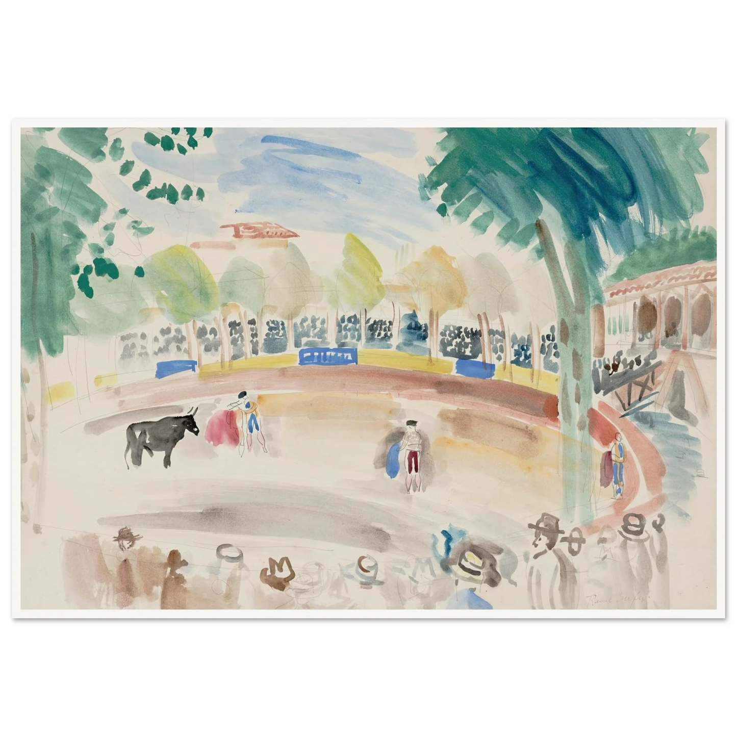 La corrida (1920) Art Print | Raoul Dufy - Framed Poster - 30x40 cm / 12x16″ - Black frame