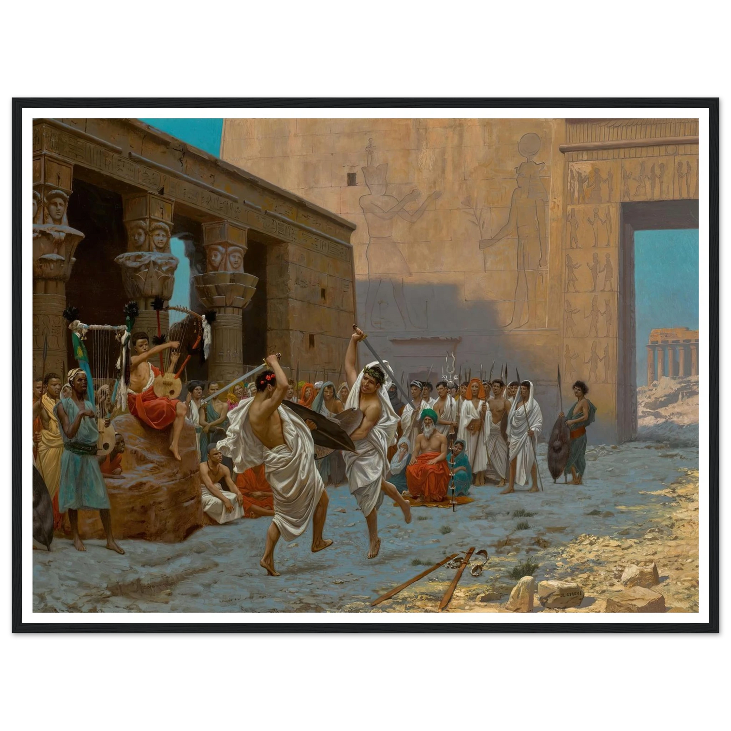 La Danse pyrrhique Art Print | Jean Leon Gerome - Framed Poster - 30x40 cm / 12x16″ - Black frame