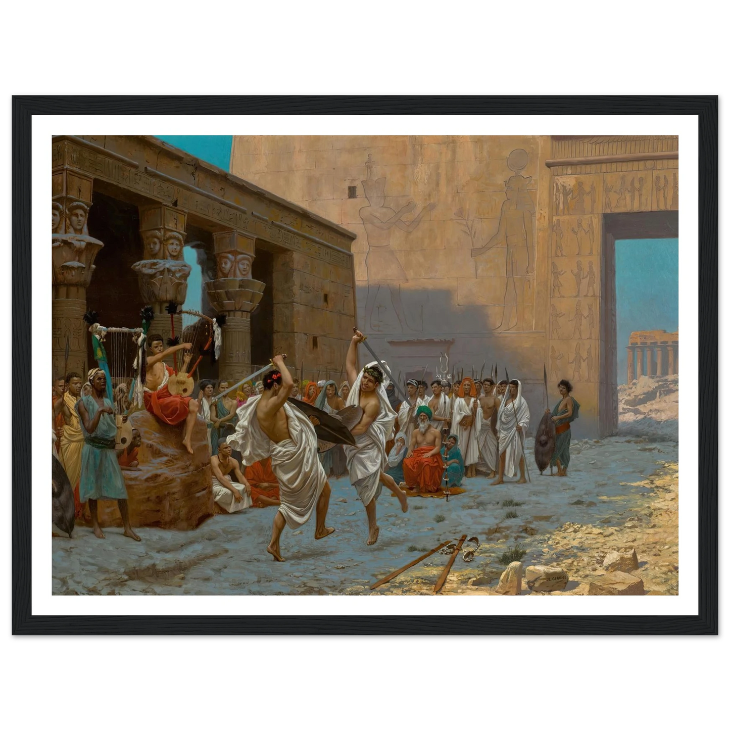 La Danse pyrrhique Art Print | Jean Leon Gerome - Framed Poster - 30x40 cm / 12x16″ - Black frame