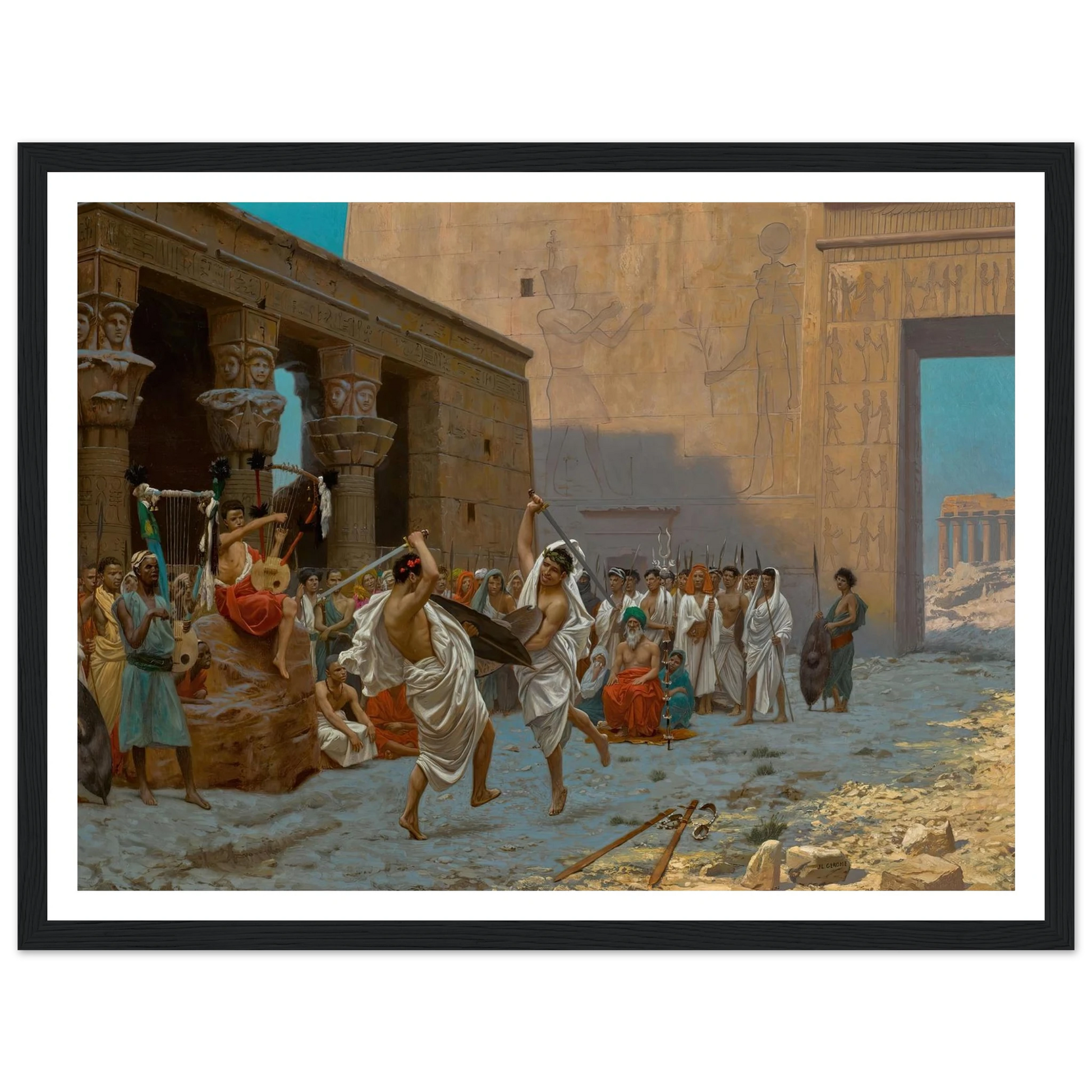 La Danse pyrrhique Art Print | Jean Leon Gerome - Framed Poster - 30x40 cm / 12x16″ - Black frame