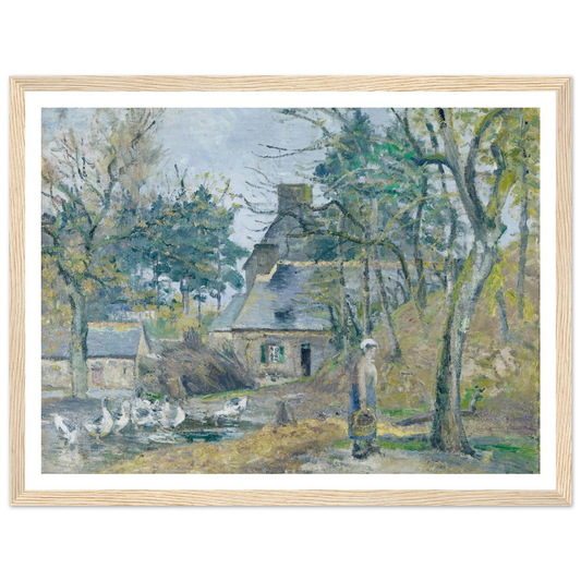 La ferme à Montfoucault (Farm at Montfoucault) (1874) Art Print | Camille Pissarro - Framed Poster - 30x40 cm / 12x16″ - Black frame