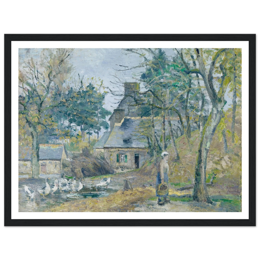 La ferme à Montfoucault (Farm at Montfoucault) (1874) Art Print | Camille Pissarro - Framed Poster - 30x40 cm / 12x16″ - Black frame