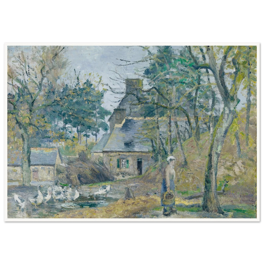 La ferme à Montfoucault (Farm at Montfoucault) (1874) Art Print | Camille Pissarro - Framed Poster - 30x40 cm / 12x16″ - Black frame