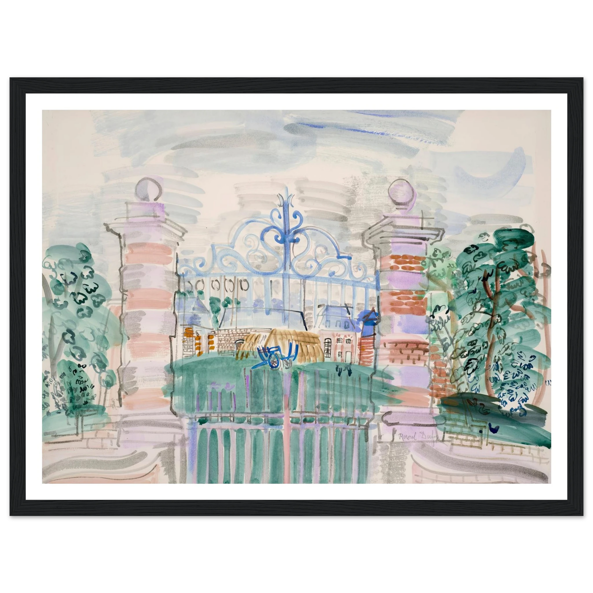 La ferme Louis XIII (1927) Art Print | Raoul Dufy - Framed Poster - 30x40 cm / 12x16″ - Black frame