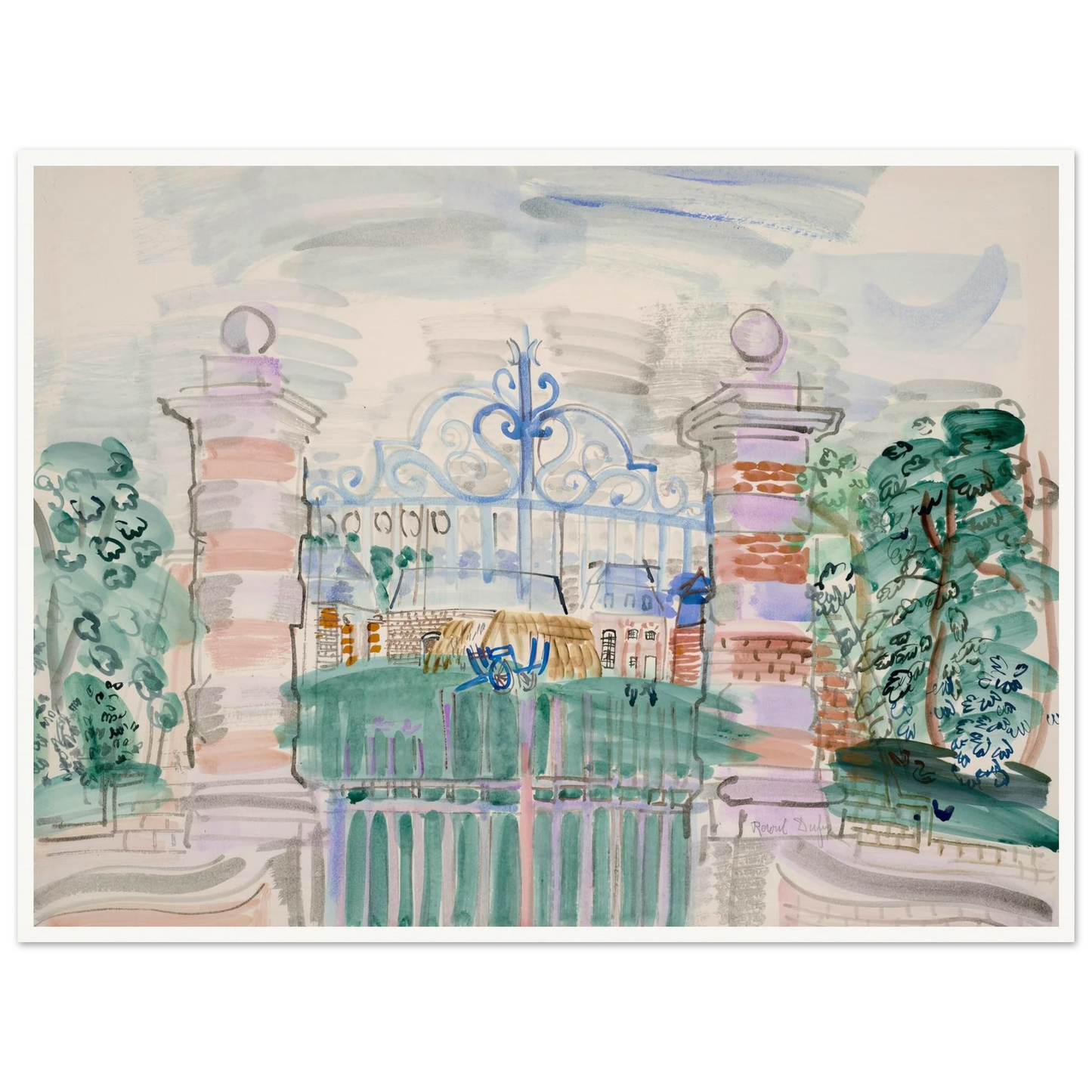 La ferme Louis XIII (1927) Art Print | Raoul Dufy - Framed Poster - 30x40 cm / 12x16″ - Black frame