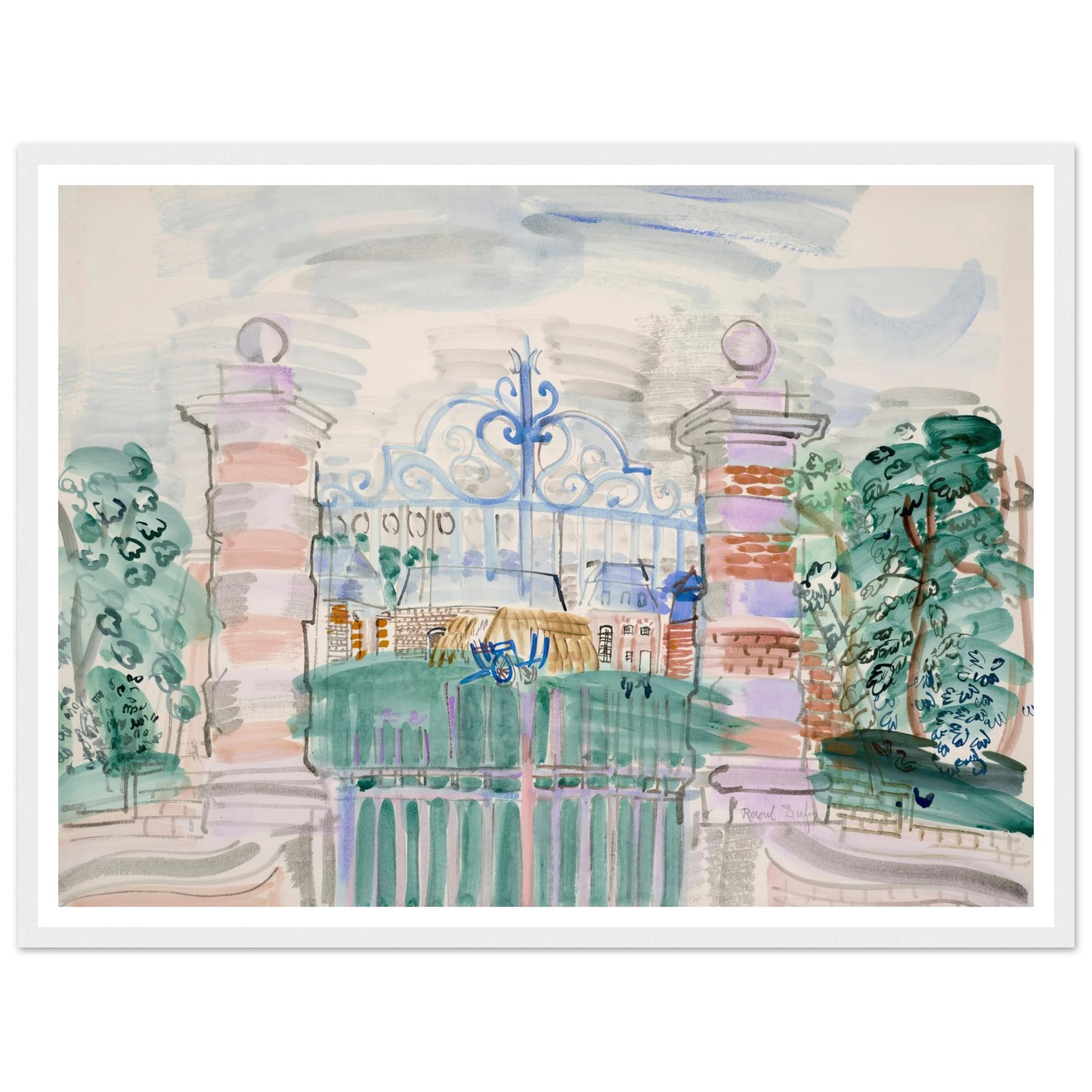 La ferme Louis XIII (1927) Art Print | Raoul Dufy - Framed Poster - 30x40 cm / 12x16″ - Black frame