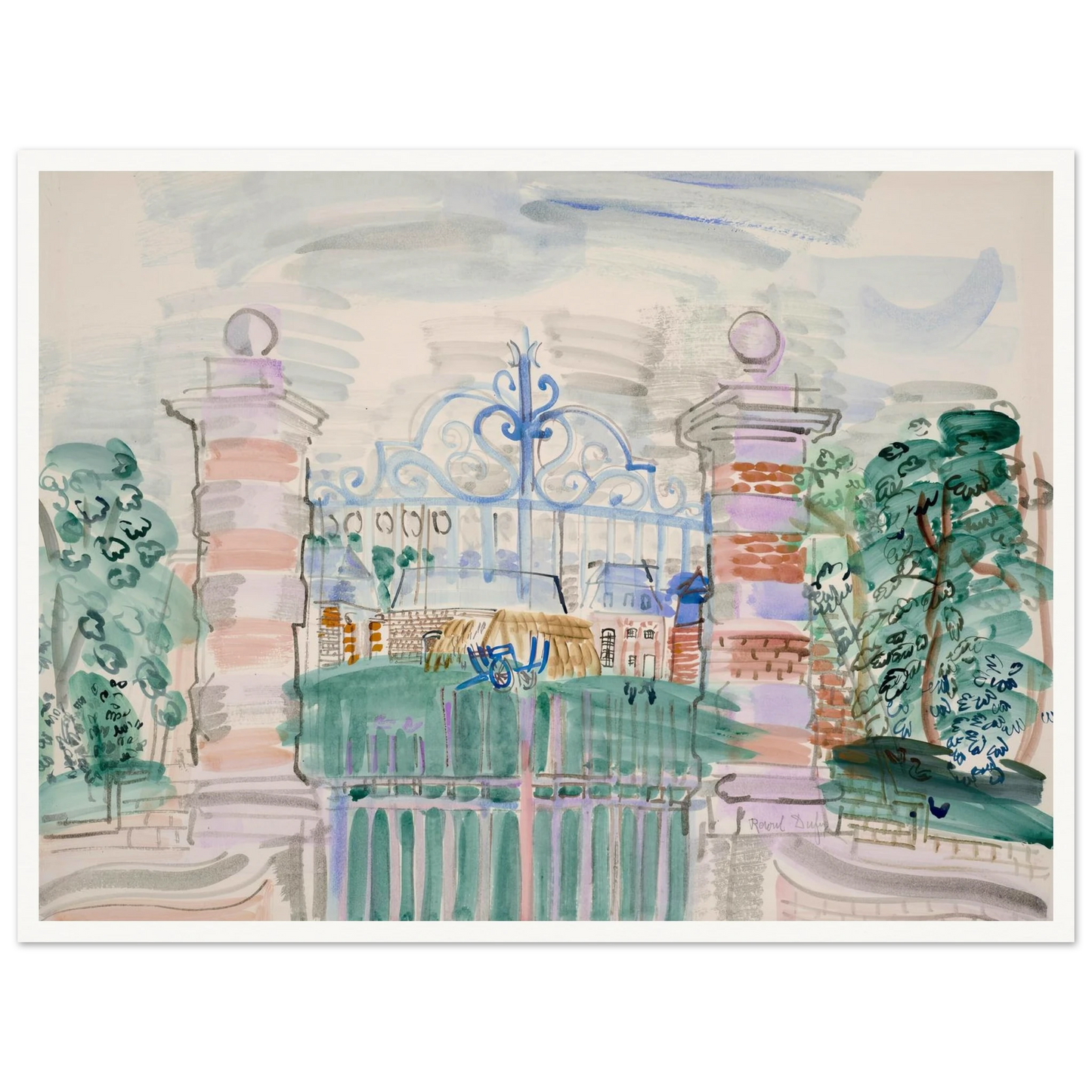 La ferme Louis XIII (1927) Art Print | Raoul Dufy - Framed Poster - 30x40 cm / 12x16″ - Black frame