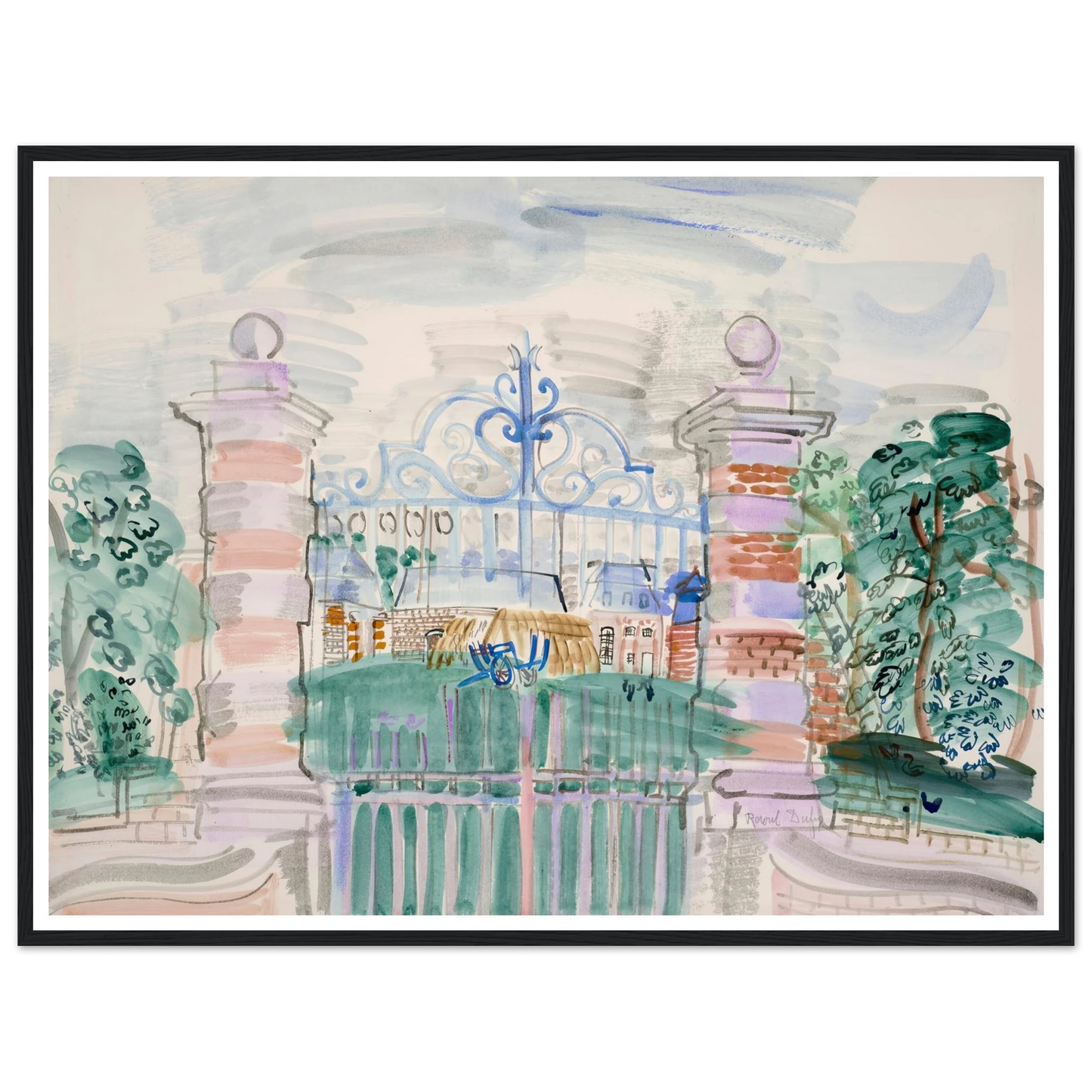La ferme Louis XIII (1927) Art Print | Raoul Dufy - Framed Poster - 30x40 cm / 12x16″ - Black frame