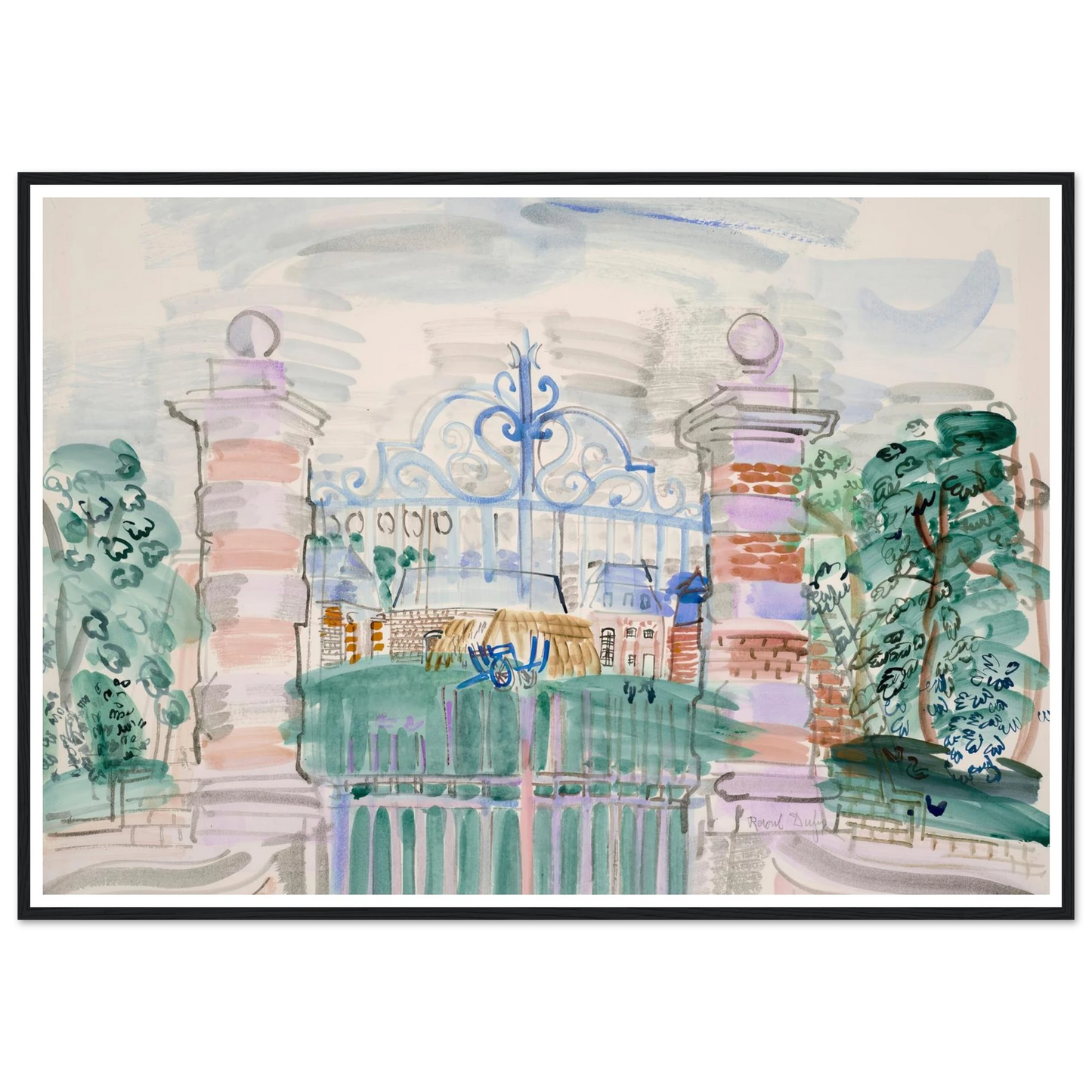 La ferme Louis XIII (1927) Art Print | Raoul Dufy - Framed Poster - 30x40 cm / 12x16″ - Black frame